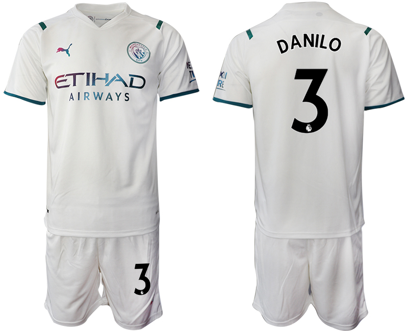 Men 2021-2022 Club Manchester City away White #3 Soccer Jersey->manchester city jersey->Soccer Club Jersey